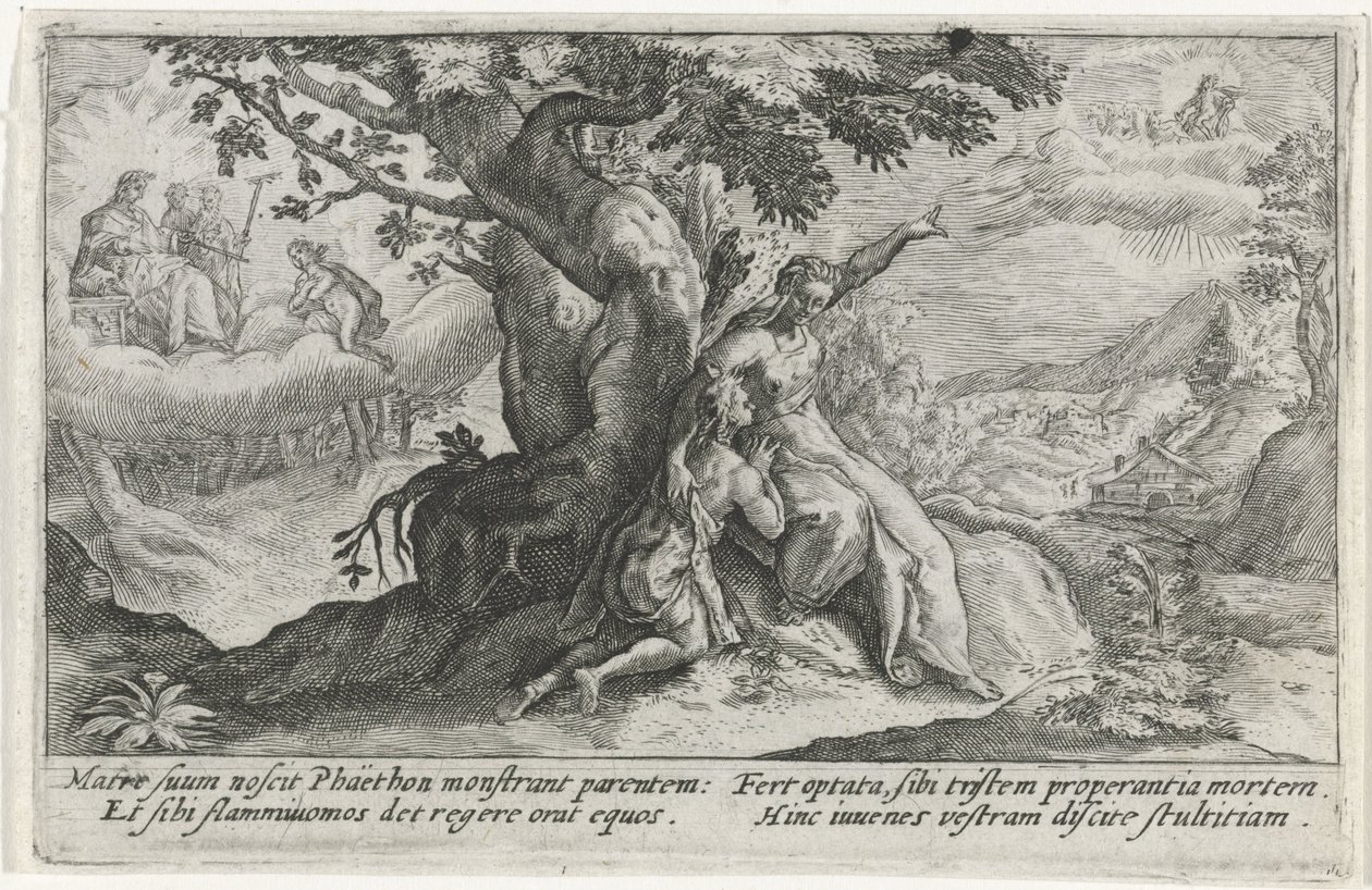 Clymene og Phaëthon Metamorfosen van Ovidius (serietittel) av Crispijn van de Passe (I)