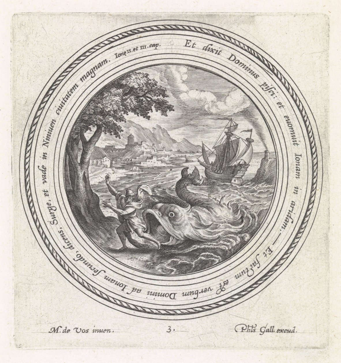 Fisken spyttet Jona ut på landet History of Jonah (serietittel) av Crispijn van de Passe (I)