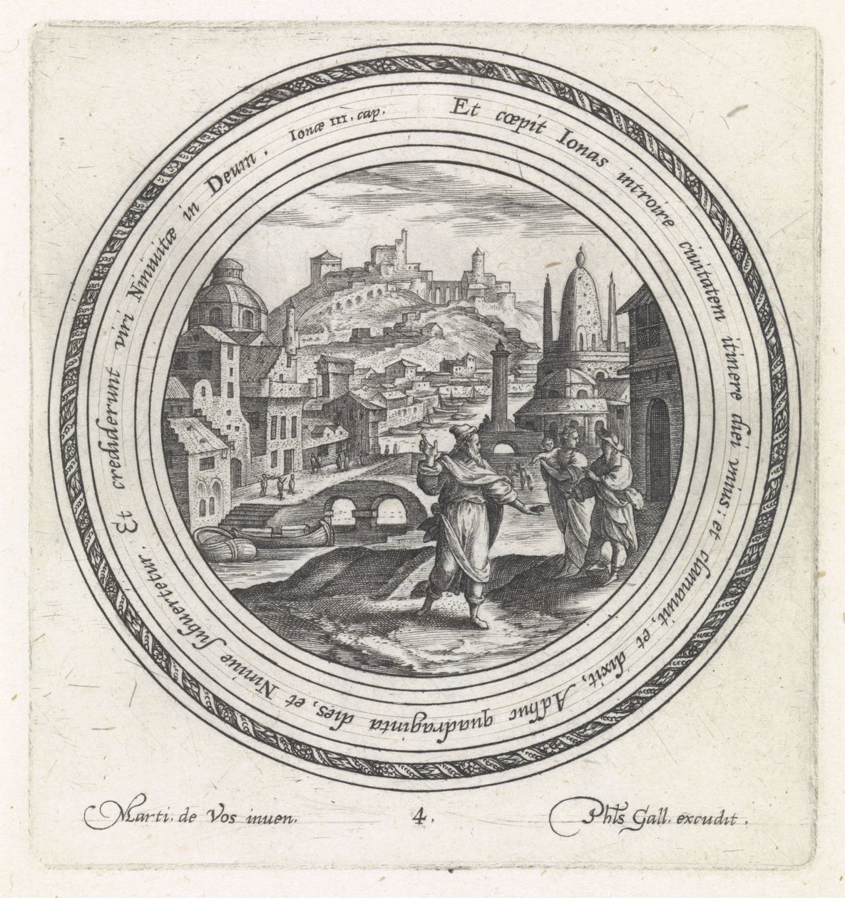 Jona forkynner i Nineve History of Jonah (serietittel) av Crispijn van de Passe (I)