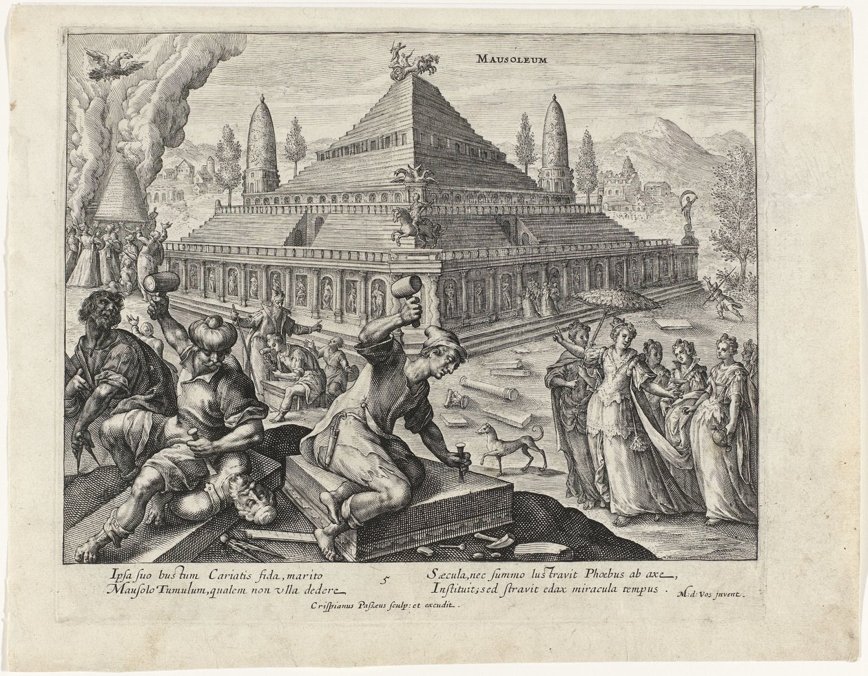 Mausoleet til Halikarnassus The Seven Wonders of the World (serietittel) av Crispijn van de Passe (I)