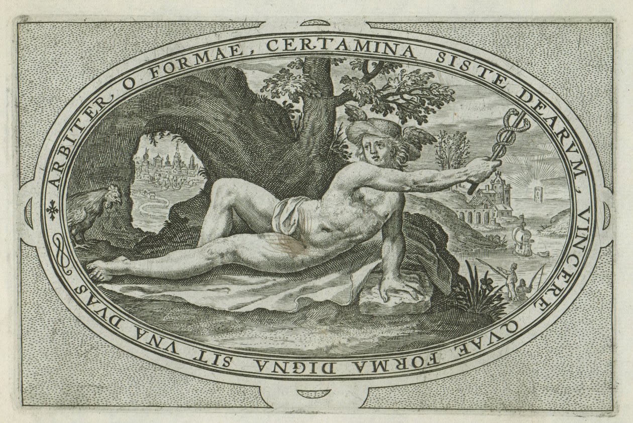 Merkur Gods and Goddesses Involved in the Judgment of Paris (serietittel) av Crispijn van de Passe (I)