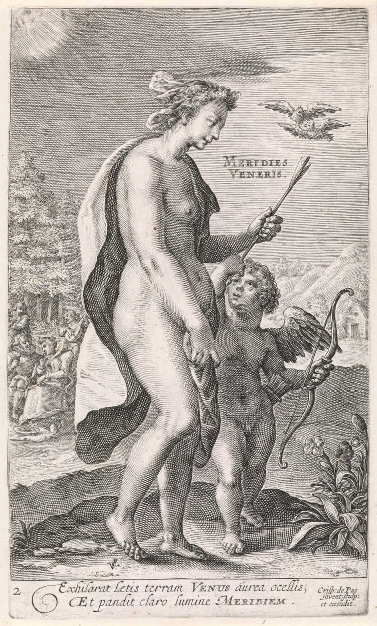 Ettermiddag Meridies Veneris (tittel på objekt) De fire ganger på dagen (serietittel) av Crispijn van de Passe (I)