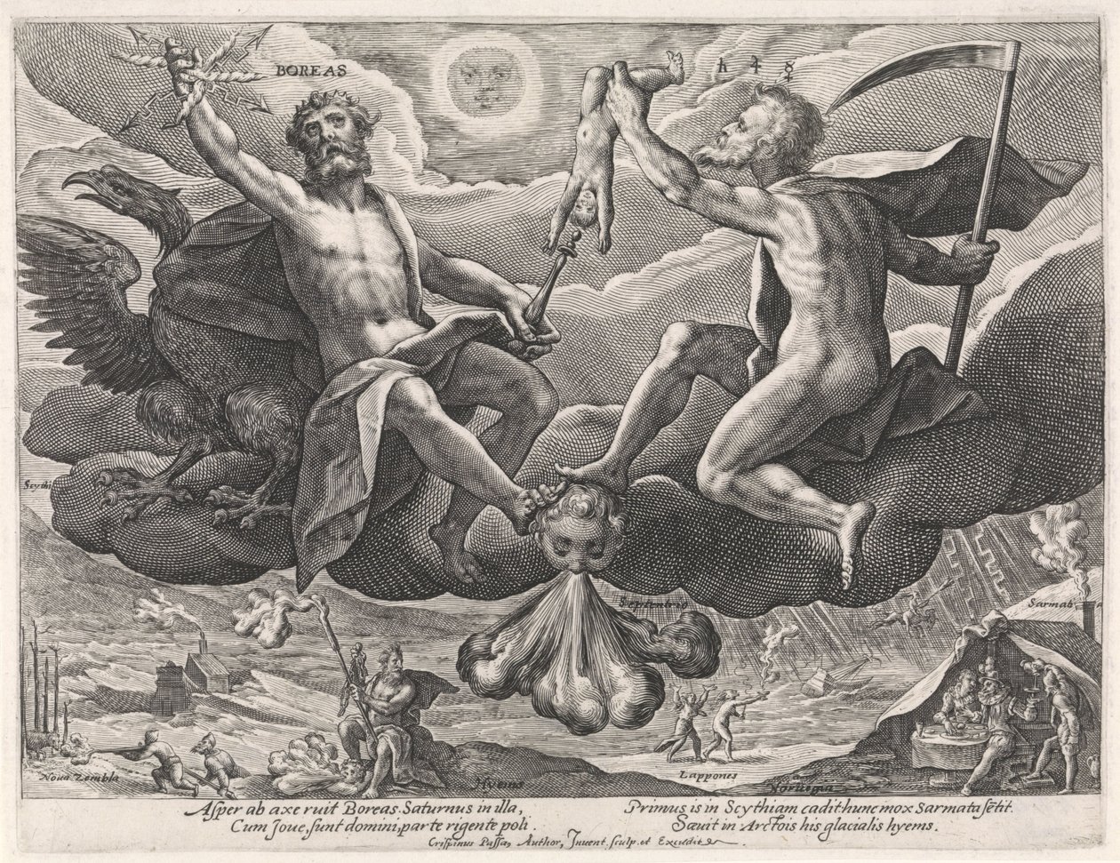 Nord vind Boreas (tittel på objekt) The Four Winds (serietittel) av Crispijn van de Passe (I)