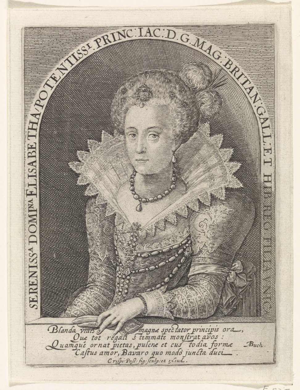 Portrett av Elisabeth Stuart, dronning av Böhmen av Crispijn van de Passe (I)