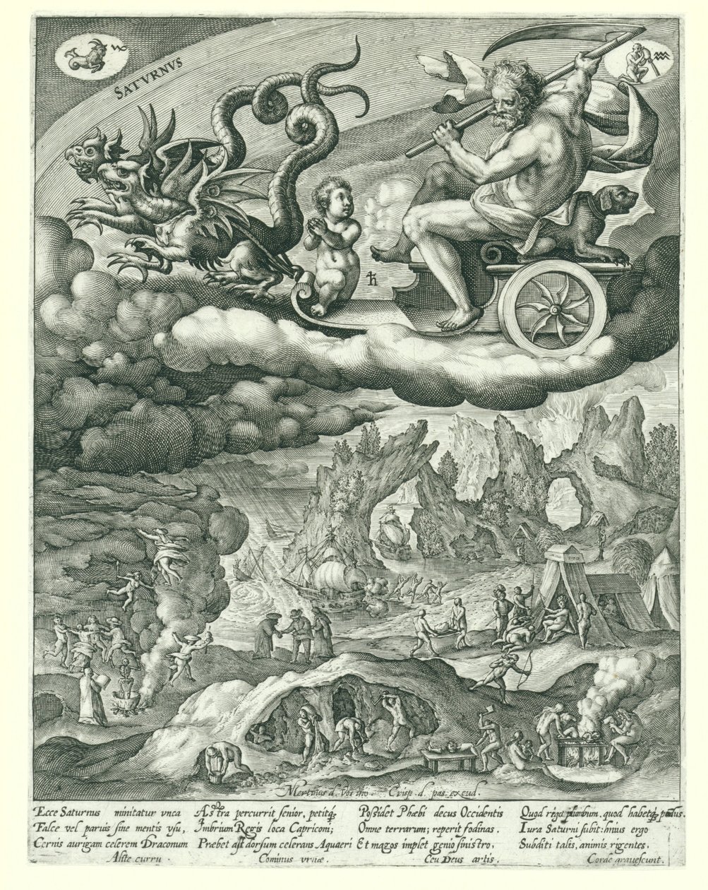 Saturn Satvrnvs (tittel på objekt) The Seven Planets (serietittel) Platons gyldne kjede (serietittel) av Crispijn van de Passe (I)