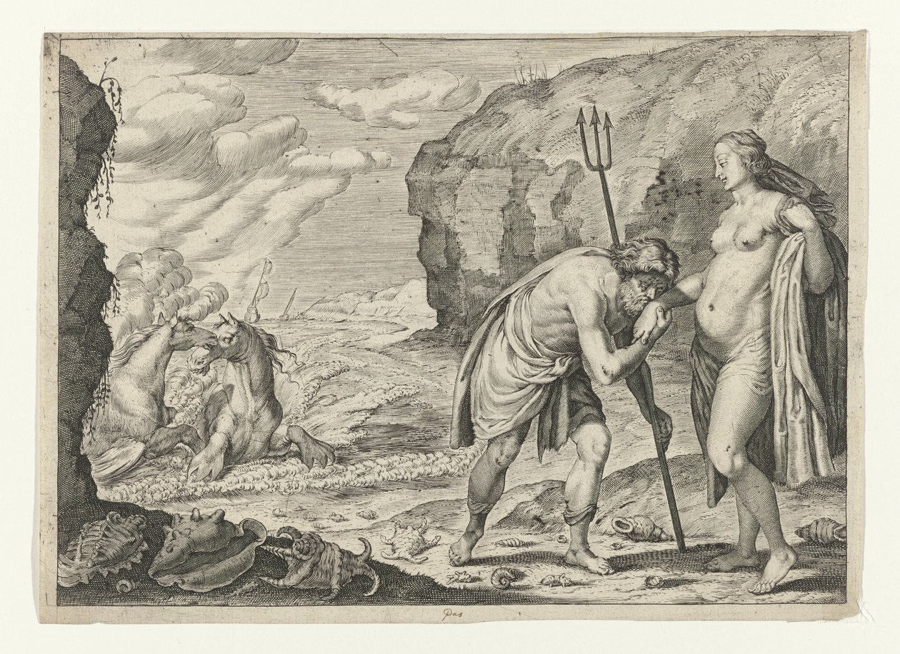 Neptun i Caen Metamorfosen van Ovidius (serietittel) av Crispijn van de Passe (II) (attributed to)