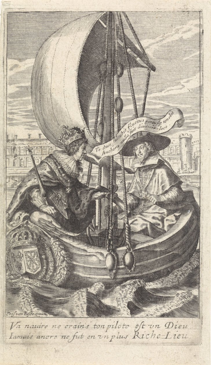 Kong Ludvig XIII og kardinal Richelieu i en lekter av Crispijn van de Passe (II)