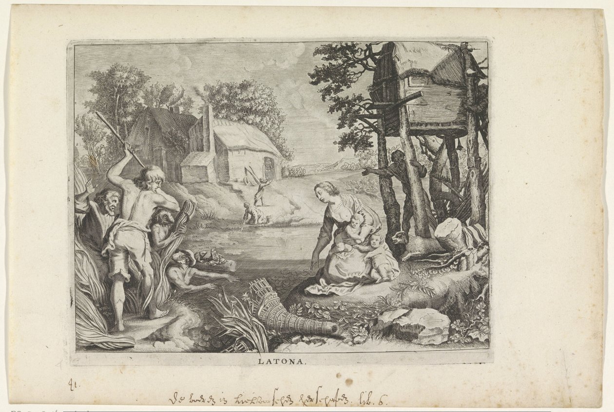 Leto (Latona) gjør lykerne til frosker Metamorphoses of Ovid (serietittel) av Crispijn van de Passe (II)