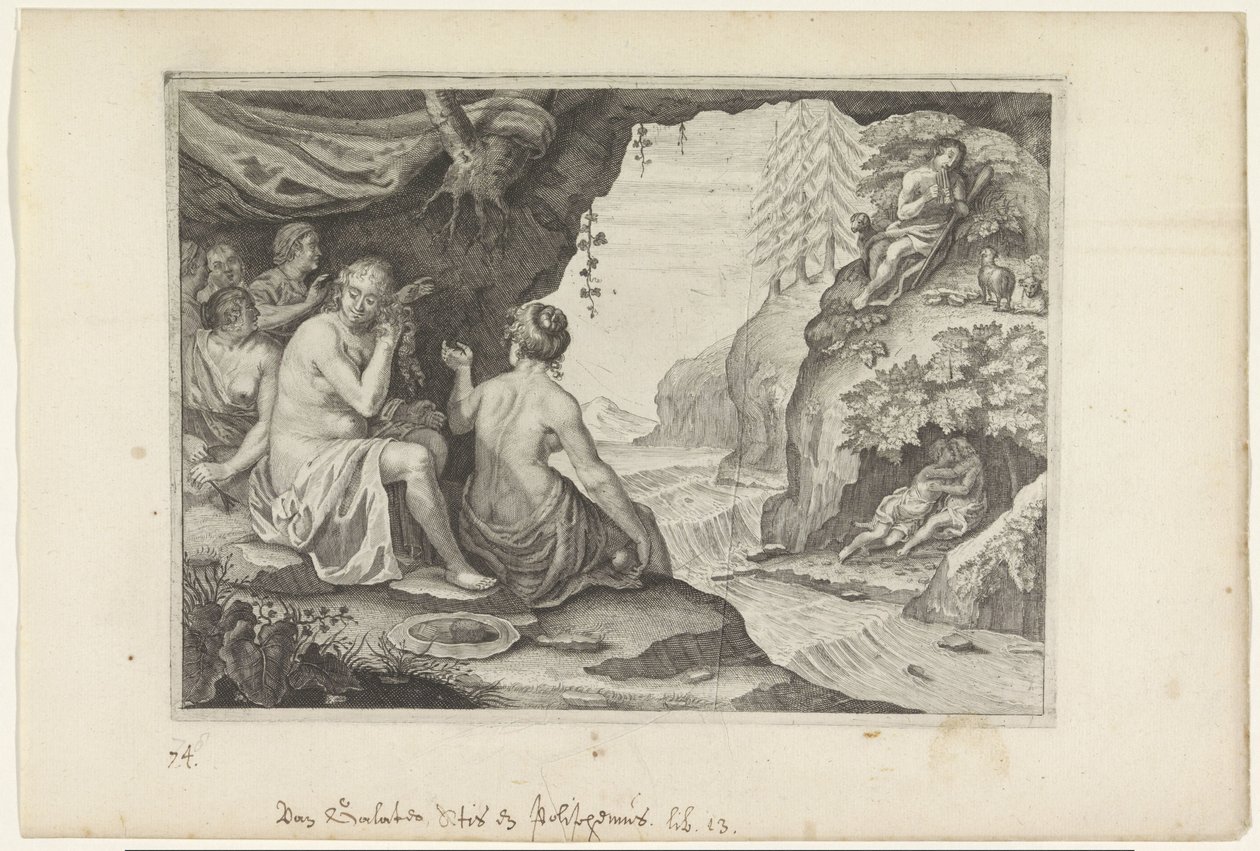Polyphemus og Acis elsker Galatea Metamorphoses of Ovid (serietittel) av Crispijn van de Passe (II)