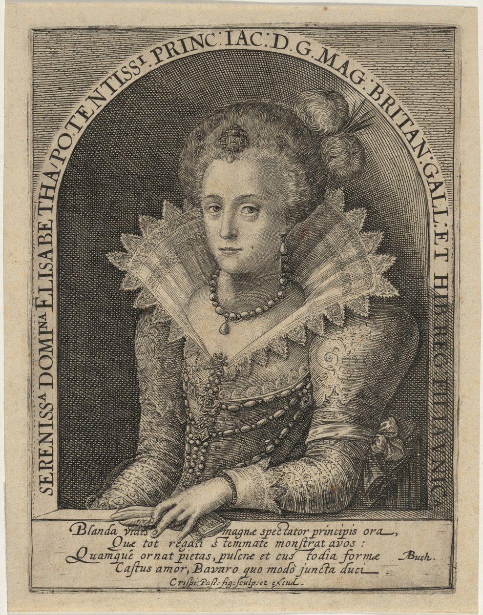 Elizabeth, prinsesse, hustru til kurfyrste Fredrik V, konge av Böhmen av Crispijn van de Passe I