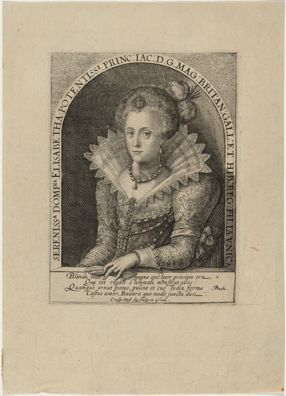 Elisabeth, prinsesse, hustru til kurfyrst Fredrik V av Pfalz, konge av Böhmen av Crispijn van de Passe I