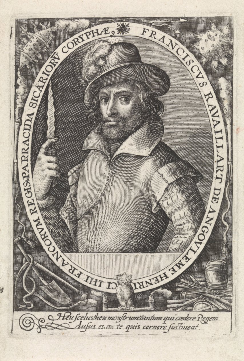 François Ravaillac 1578-1610, morderen av kong Henry IV av Frankrike, ca 1610-1615. av Crispijn van de Passe the Elder