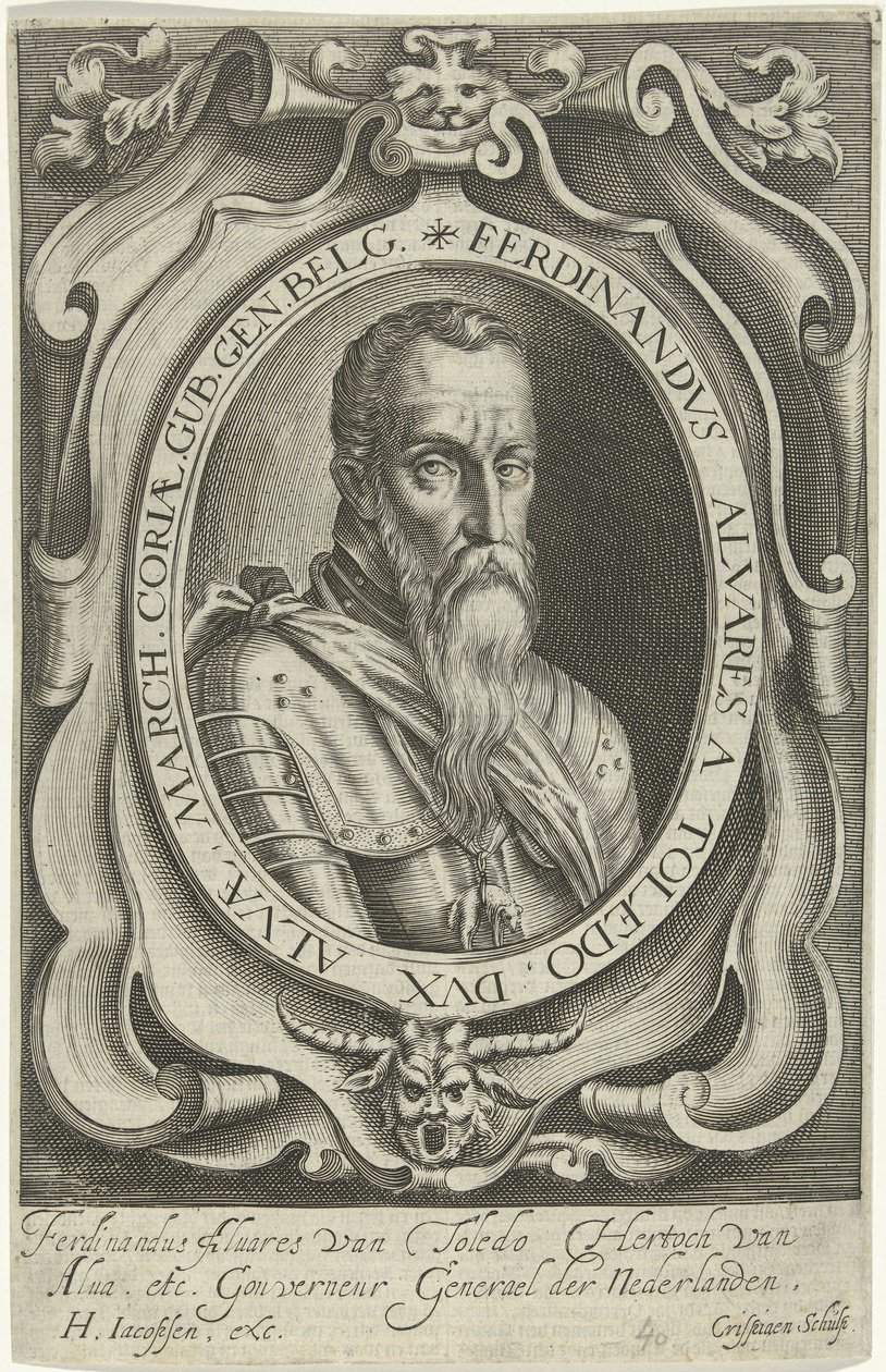 Portrett van Ferdinand Alvarez de Toledo, hertog van Alva av Crispijn van den Queborn