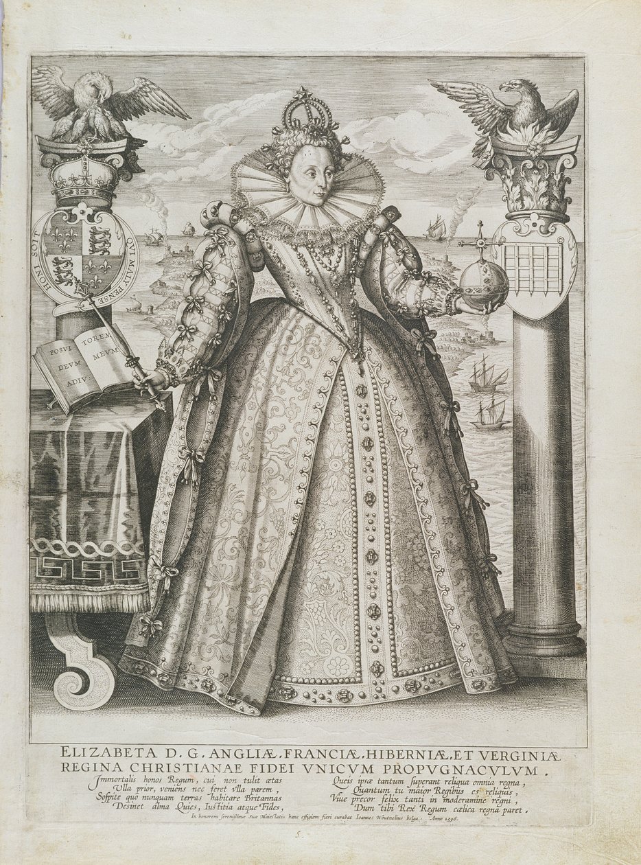 Portrett av dronning Elizabeth (1533-1603) 1596 av Crispin  Passe