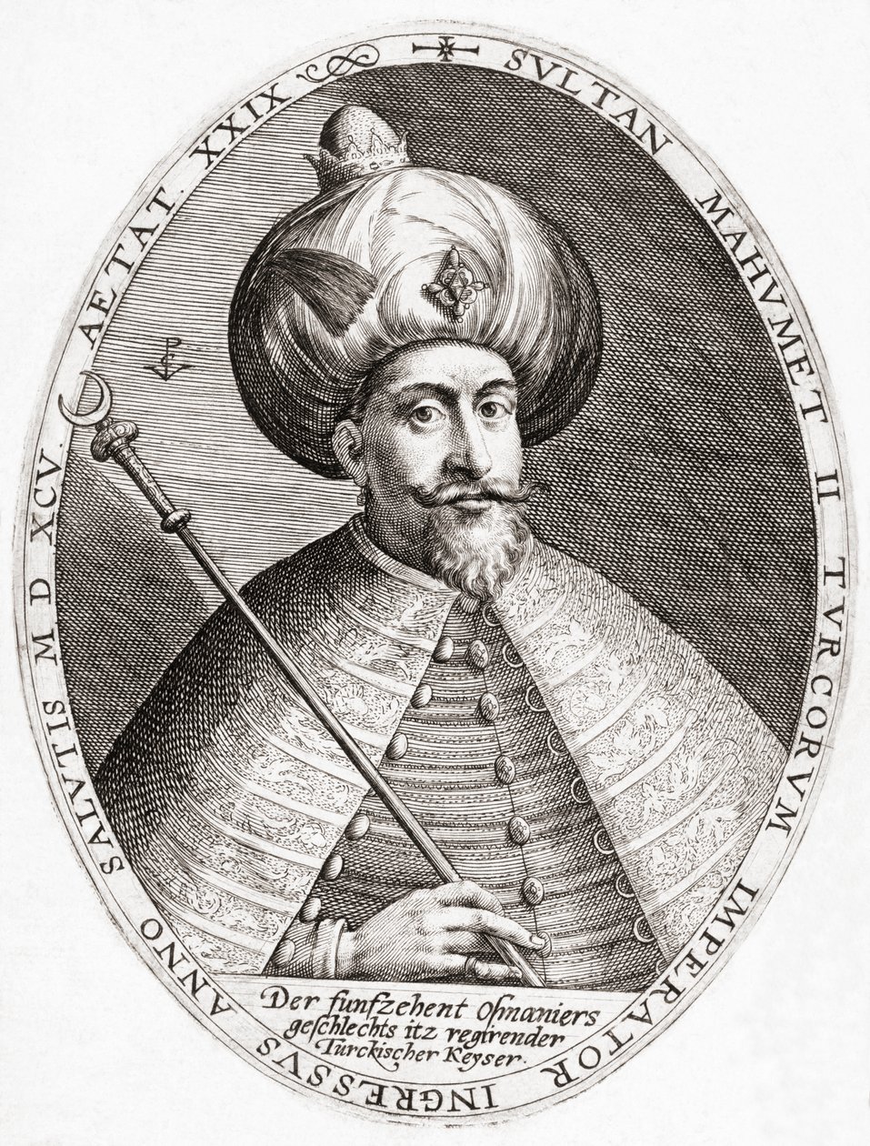 Mehmed III. Sultan, det osmanske riket. Portrett. av Crispin I de (after) Passe