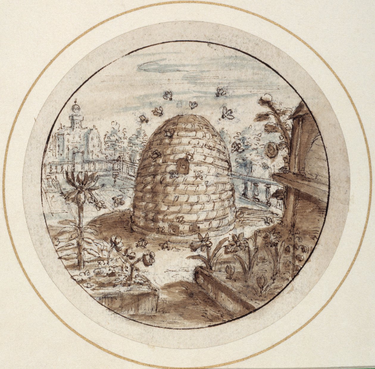 Bikube, tidlig på 1600-tallet (penn og brunt blekk med brune og grå vask) av Crispin I de Passe