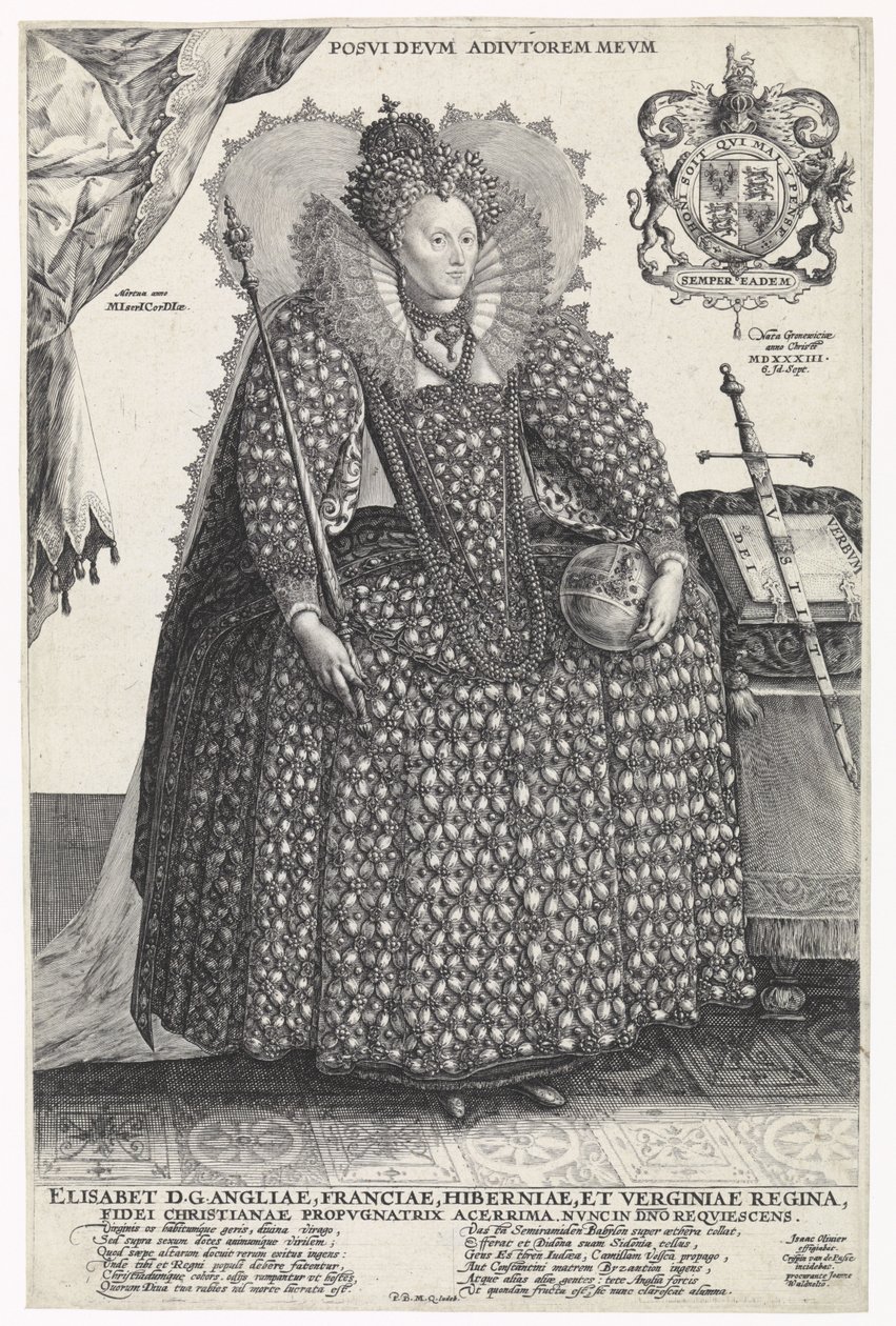 Portrett av dronning Elizabeth I av England, ca. 1603 av Crispin  Passe