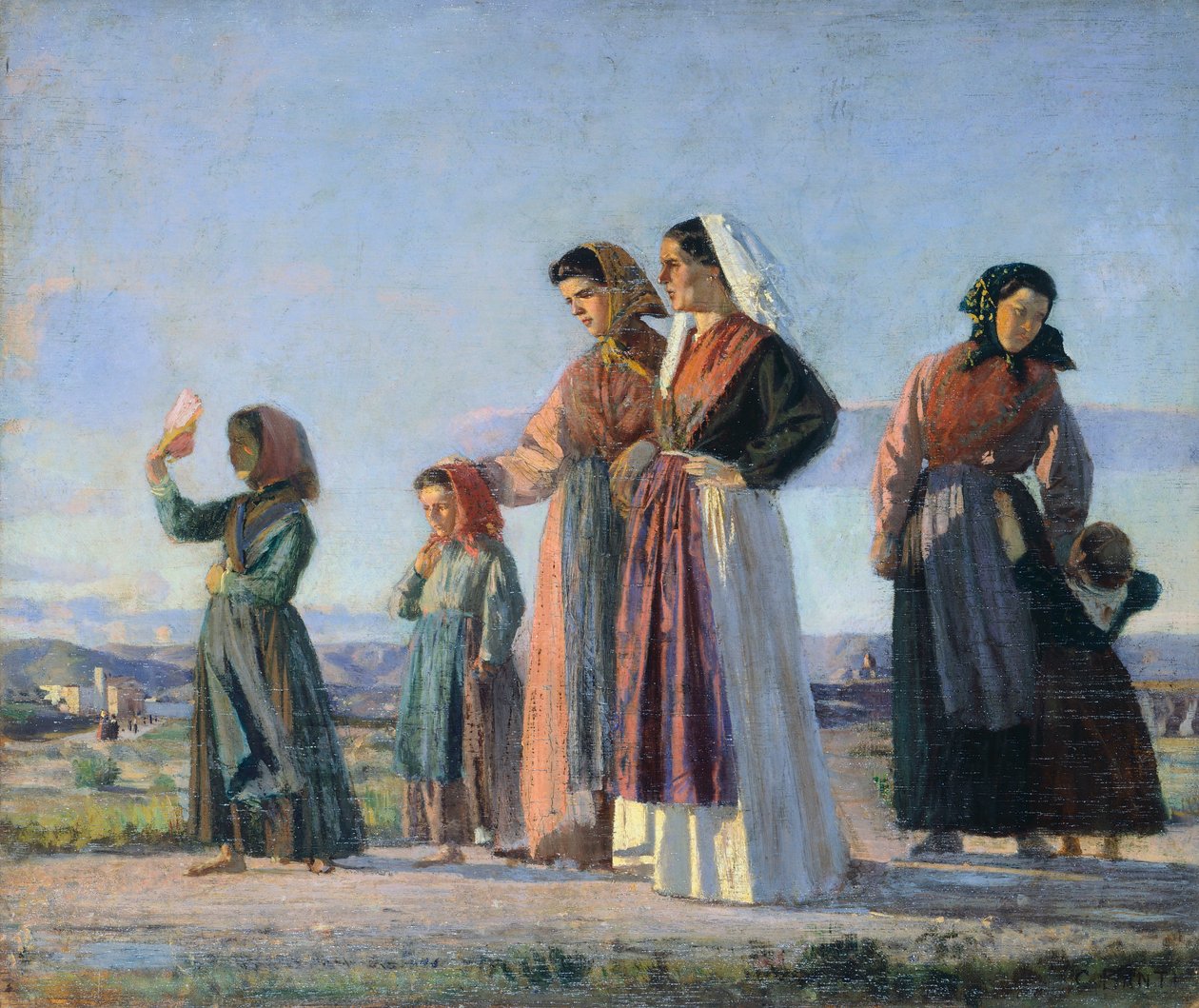 Returnerer fra messe, ca. 1865, av Cristiano Banti (1824-1904), olje på lerret, 38x46 cm av Cristiano Banti