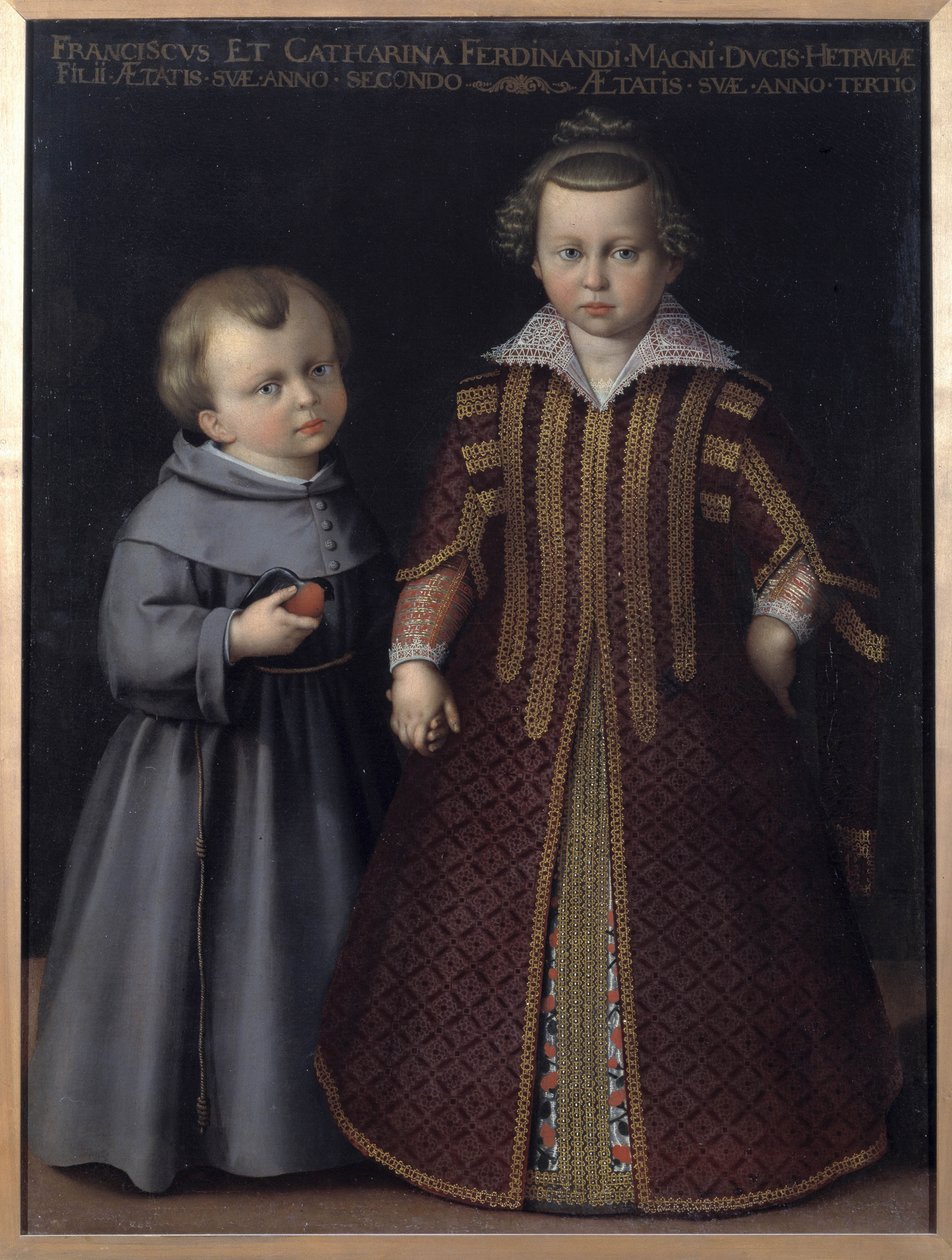 Portrett av Francis og Catherine de Medicis (Francesco et Caterina de Medici), barn av Ferdinand (olje på lerret) av Cristofano Allori