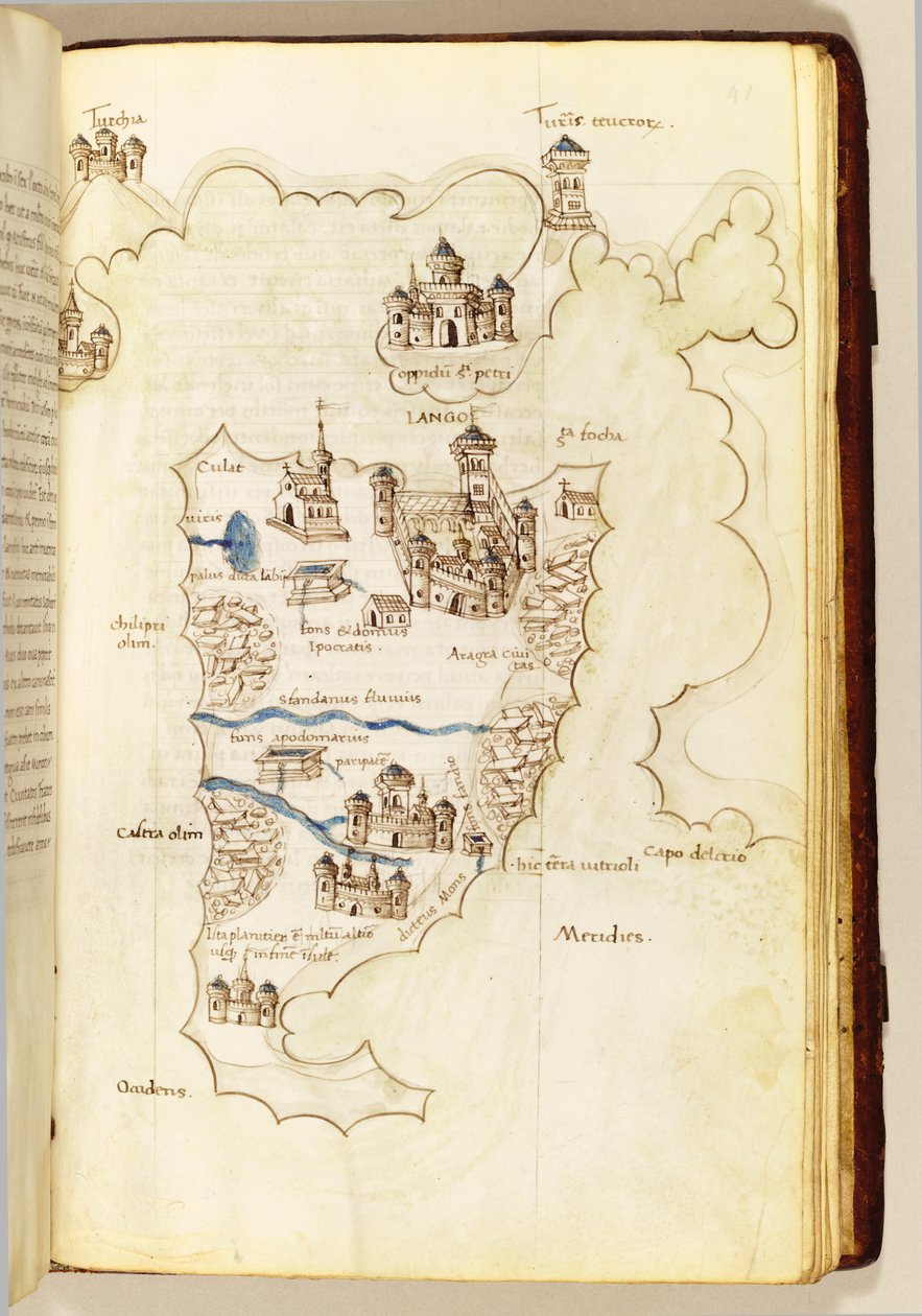 Kart, illustrasjon fra "The Liber Islands Archipelago" av Cristoforo Buondelmonti