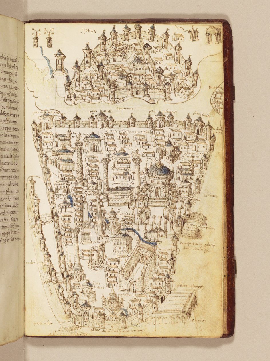 Kart over Konstantinopel, illustrasjon fra "Liber Insularum Archipelagi" av Cristoforo Buondelmonti