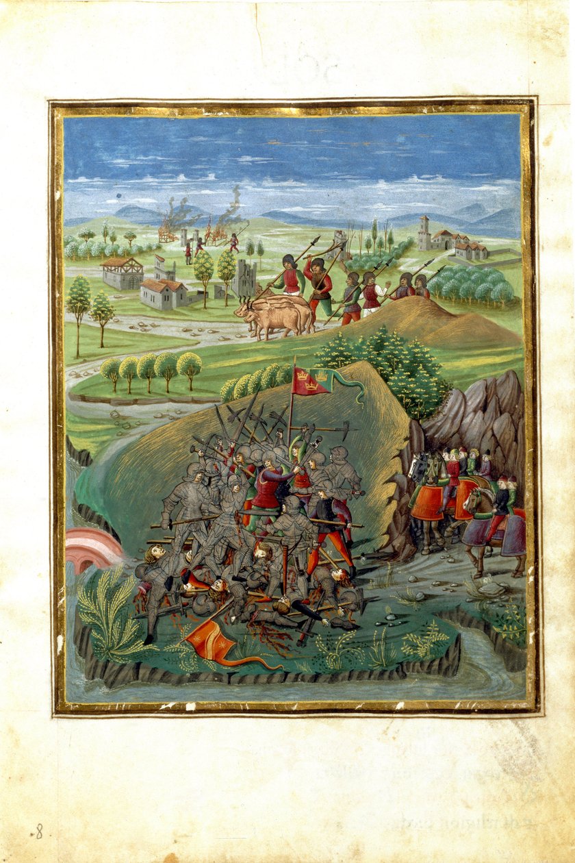 Innflytelse av planeten Mars: krigsscene (miniatyr, ca. 1470) av Cristoforo De Predis