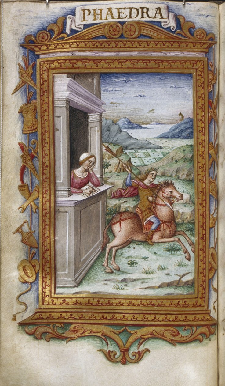 Phaedra ser på Hippolytus illustrasjon for The Heroides av Ovid, 1485-1499 av Cristoforo Majorana