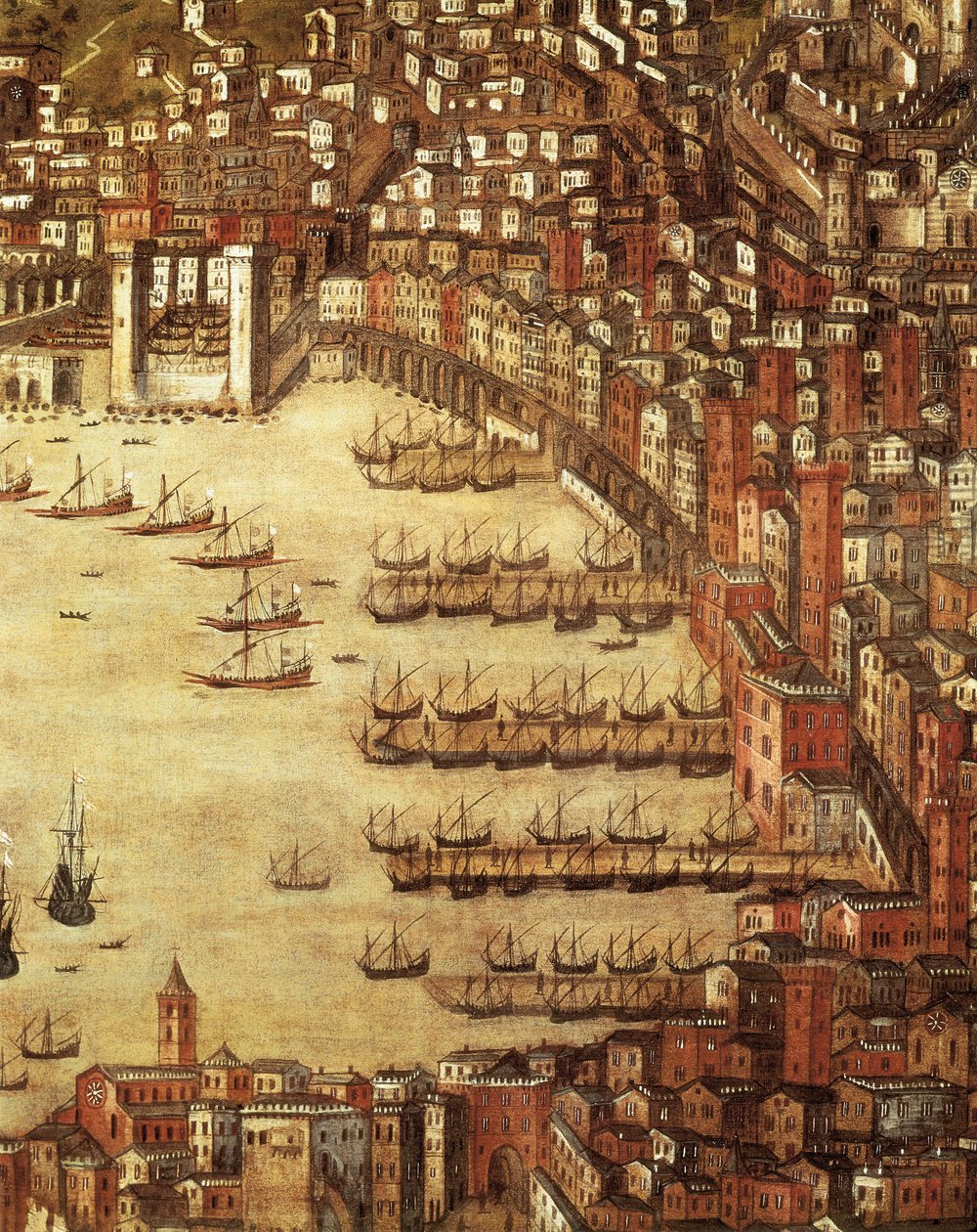 Utsikt over Genova og dets slott (detalj) 1597 (olje på lerret) av Cristoforo de Grassi