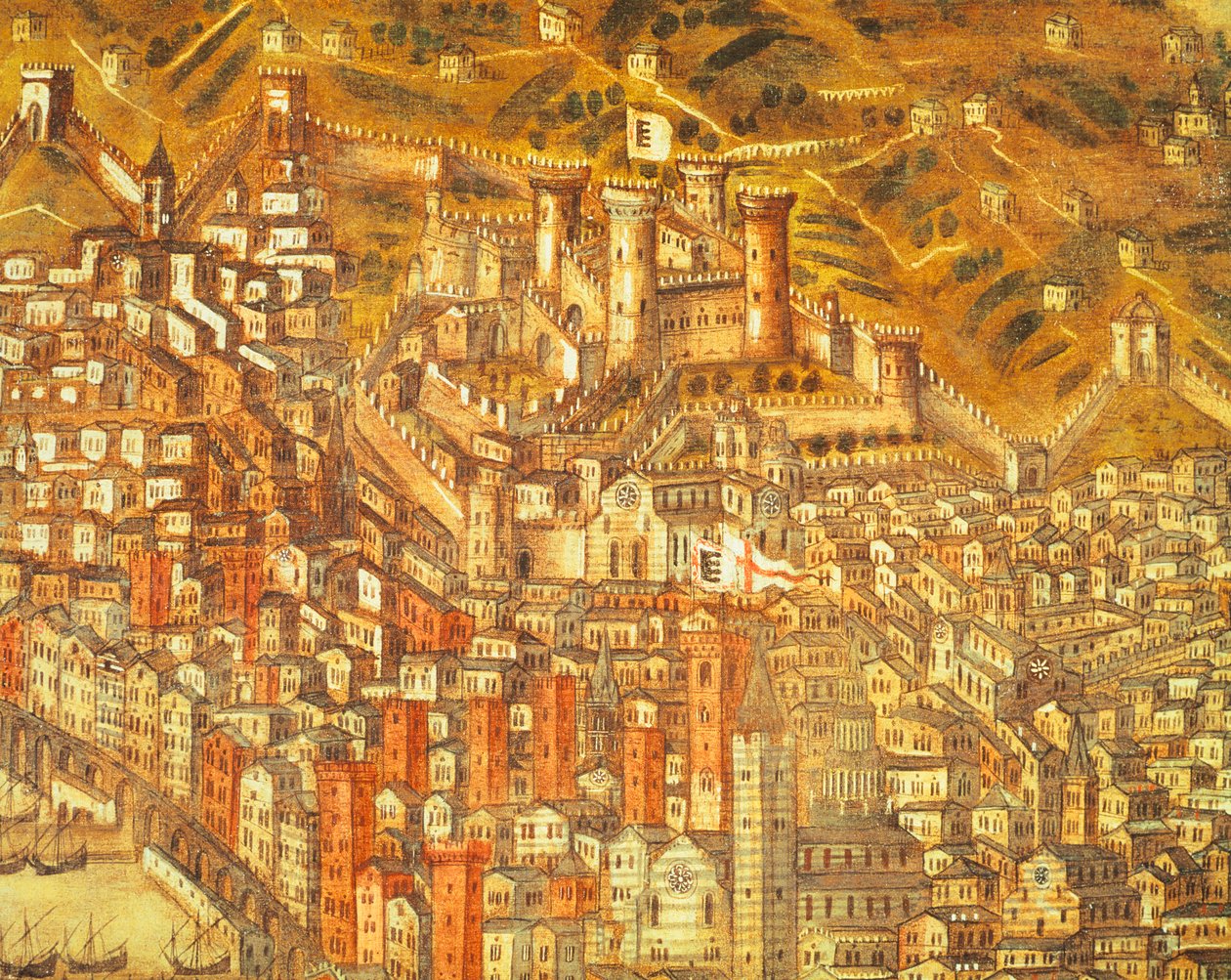 Utsikt over Genova og dets slott (detalj) 1597 (olje på lerret) av Cristoforo de Grassi
