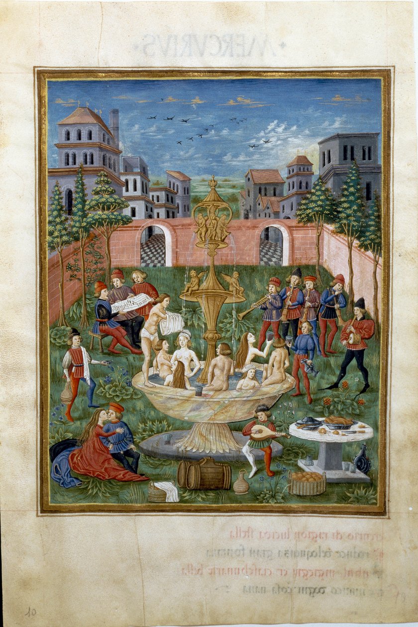Innflytelse av Venus: kjærlighetens hage og ungdommens fontene (miniatyr, ca. 1470) av Cristoforo De Predis