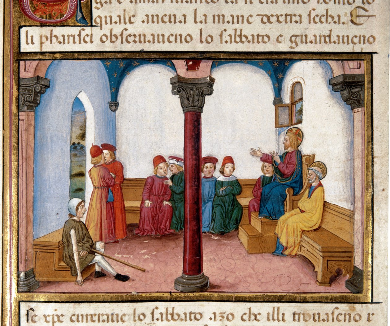 Jesus bekjemper mannen med tørrhåndsminiatyren av Cristoforo De Predis (1440-1486) etter historien til Det nye testamente (fol. 81) av Cristoforo De Predis