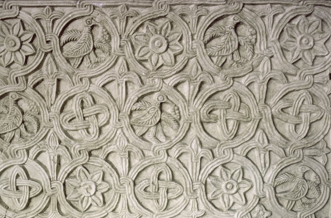 Detalj fra en utskåret skjerm, 9.-10. århundre (utskåret stein) av Croatian School