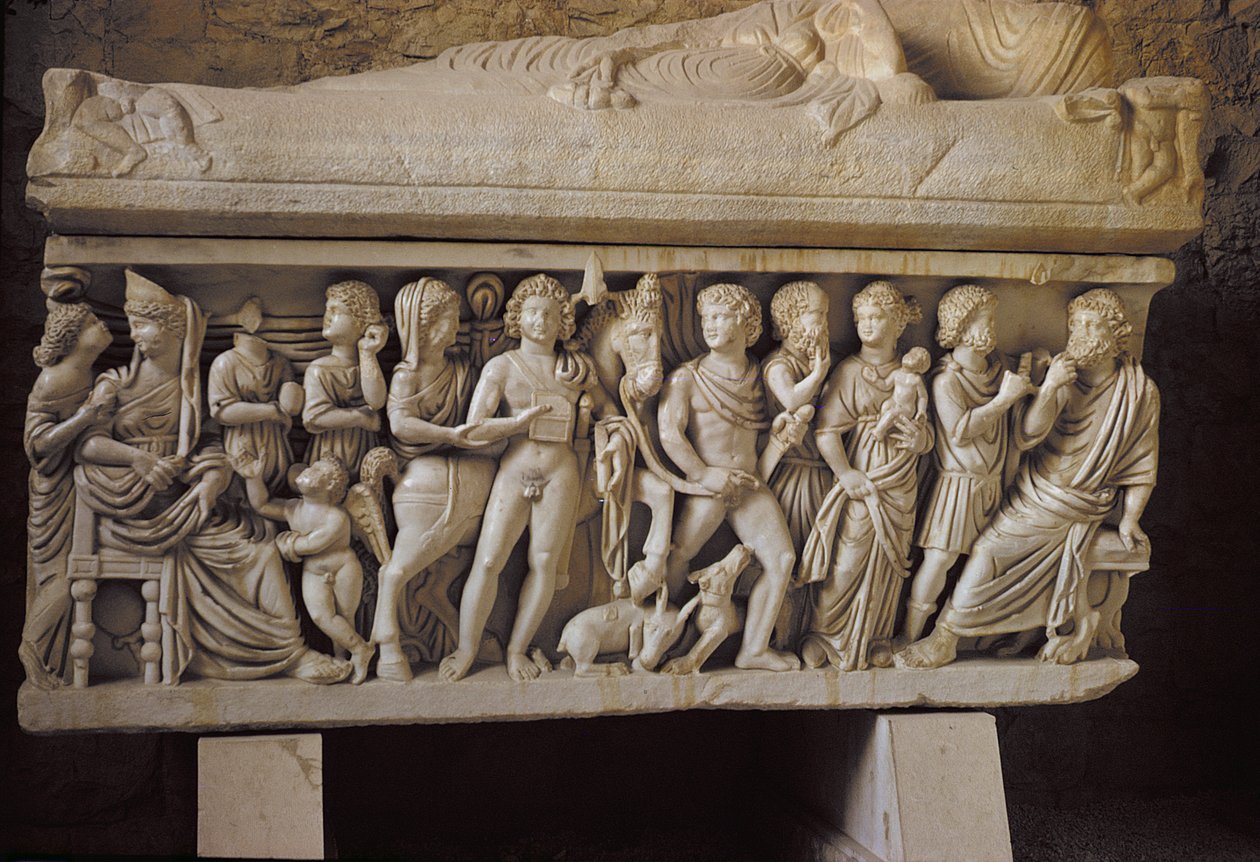Hippolytus og Phaedra, detalj fra siden av en sarkofag av Croatian School