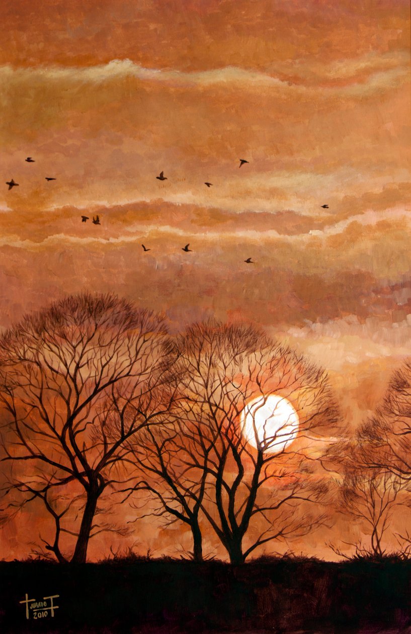 Solnedgang, Windsor, 2010 (akryl på papir) av Cruz Jurado Traverso