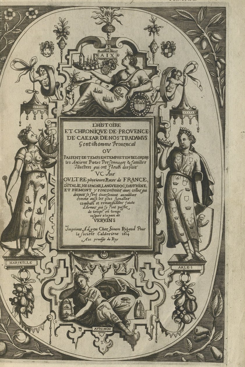 Tittelside til History and Chronicle of Provence, 1614 av César de Nostredame