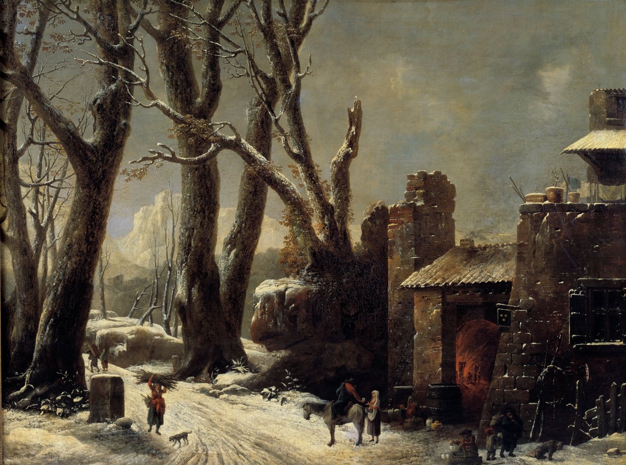En første snø i Piemont-maleriet av Cesar Van Loo (1743-1821) av César van Loo