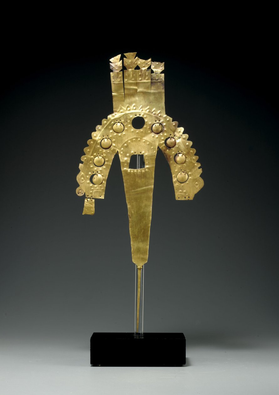 En Huari-gullfykepynt, sørkysten, ca. 700-1000 (gull) av Culture Huari