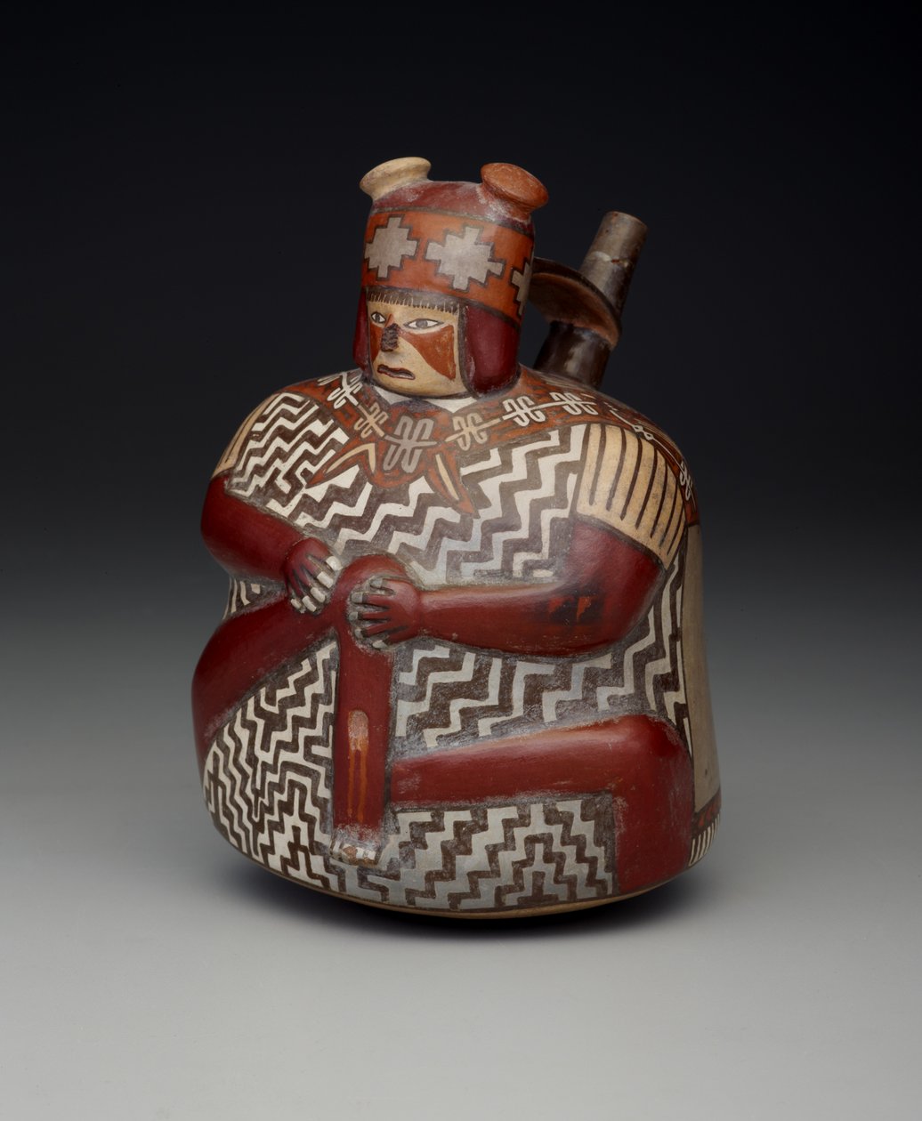 Fartøy som viser en såret kriger, tidlig mellomperiode, Nazca fase 7, ca. 500-600 (keramikk) av Culture Nazca