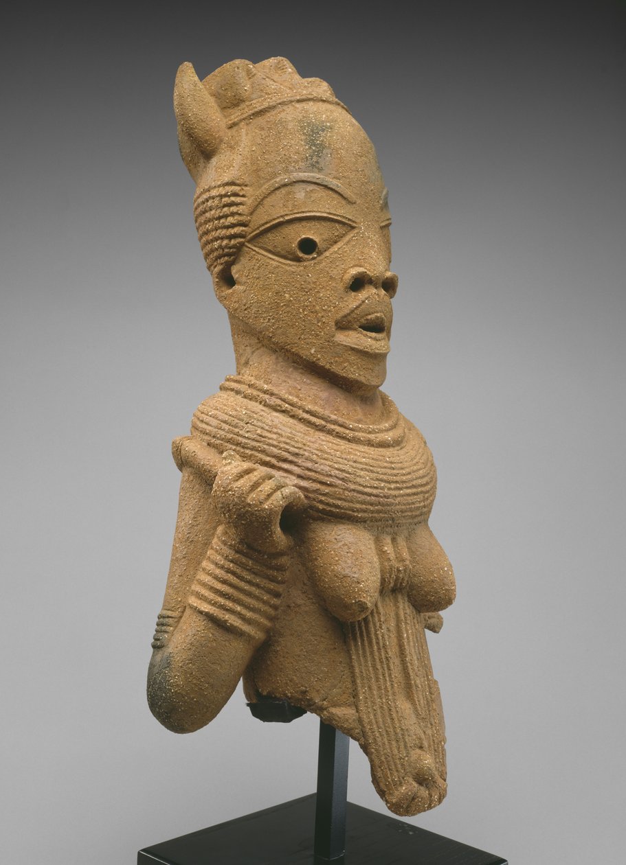 Hodet og overkroppen til en kvinnelig figur, Jos Plateau-regionen, Nigeria, 500 f.Kr.-200 e.Kr. (lertøy) av Culture Nok