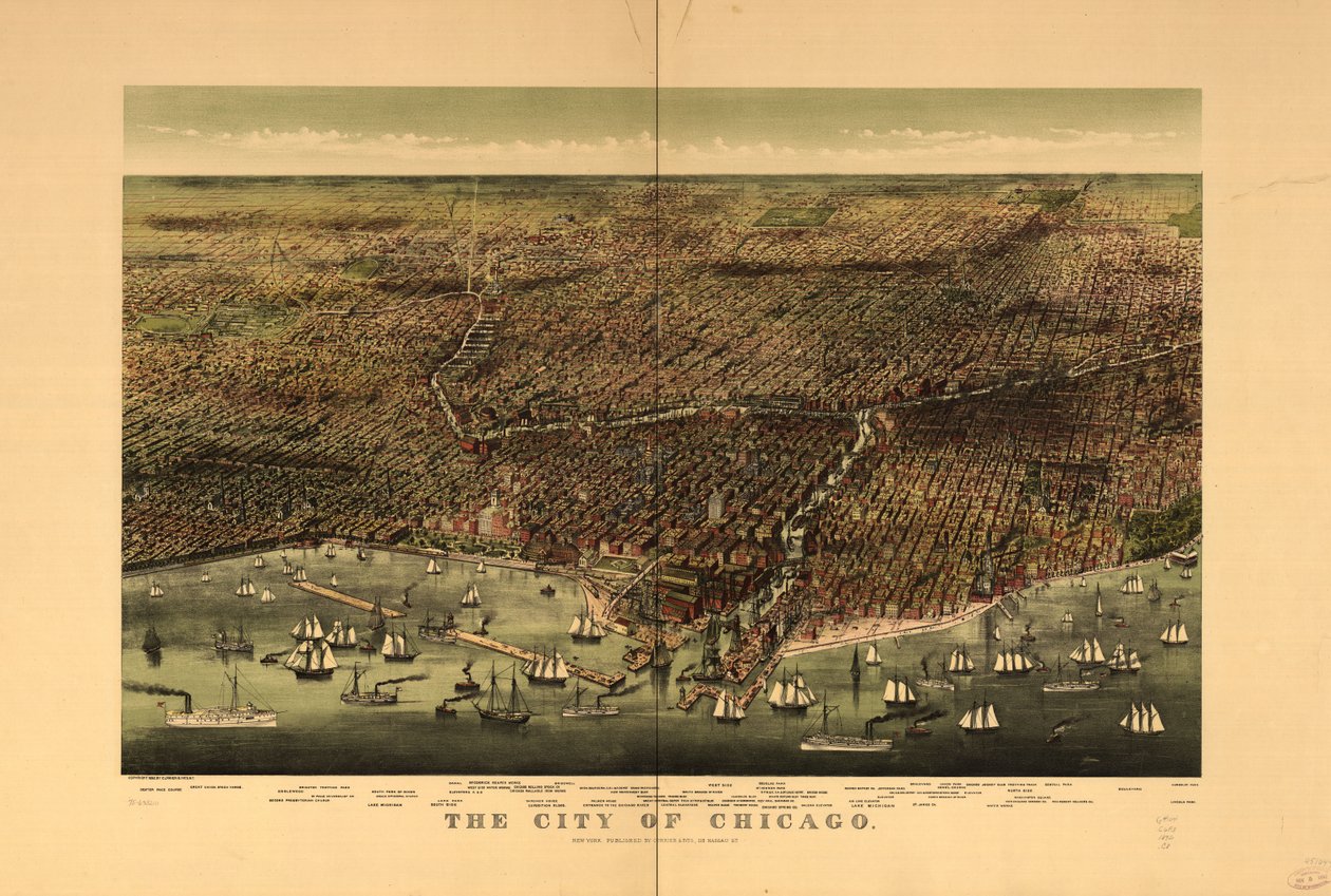Byen Chicago. av Currier and Ives