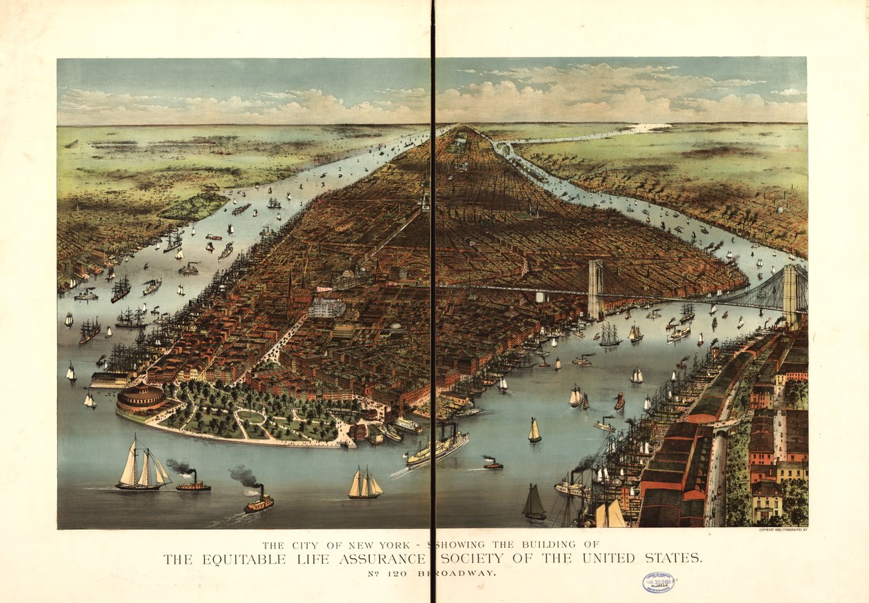 Byen New York. av Currier and Ives Equitable Life Assurance Society Of The United States