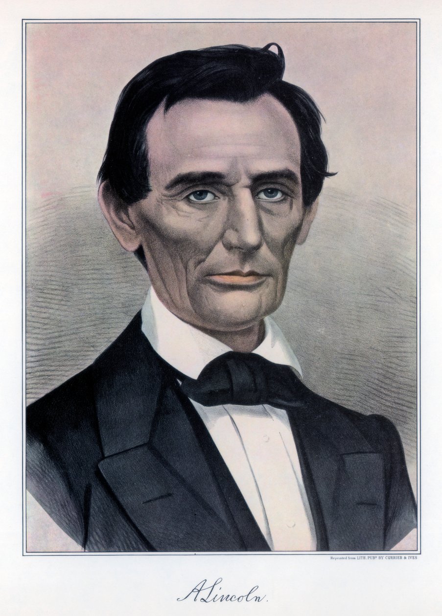 Abraham Lincoln, USAs sekstende president, 1800-tallet. av Currier and Ives