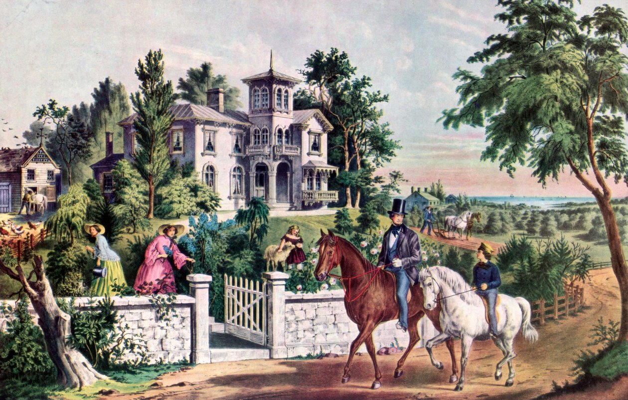American Country Life, mai morgen, 1855. av Currier and Ives