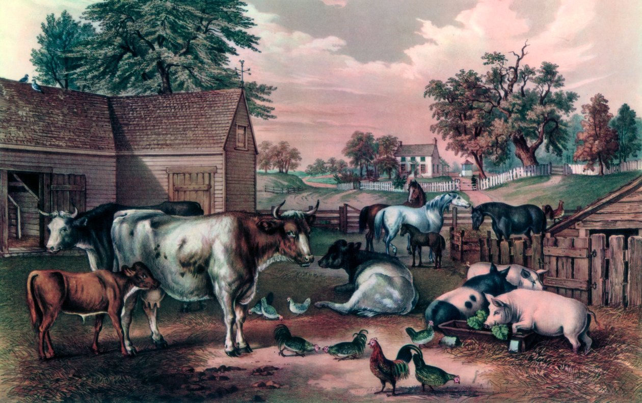 American Farm Yard om kvelden, 1857 av Currier and Ives