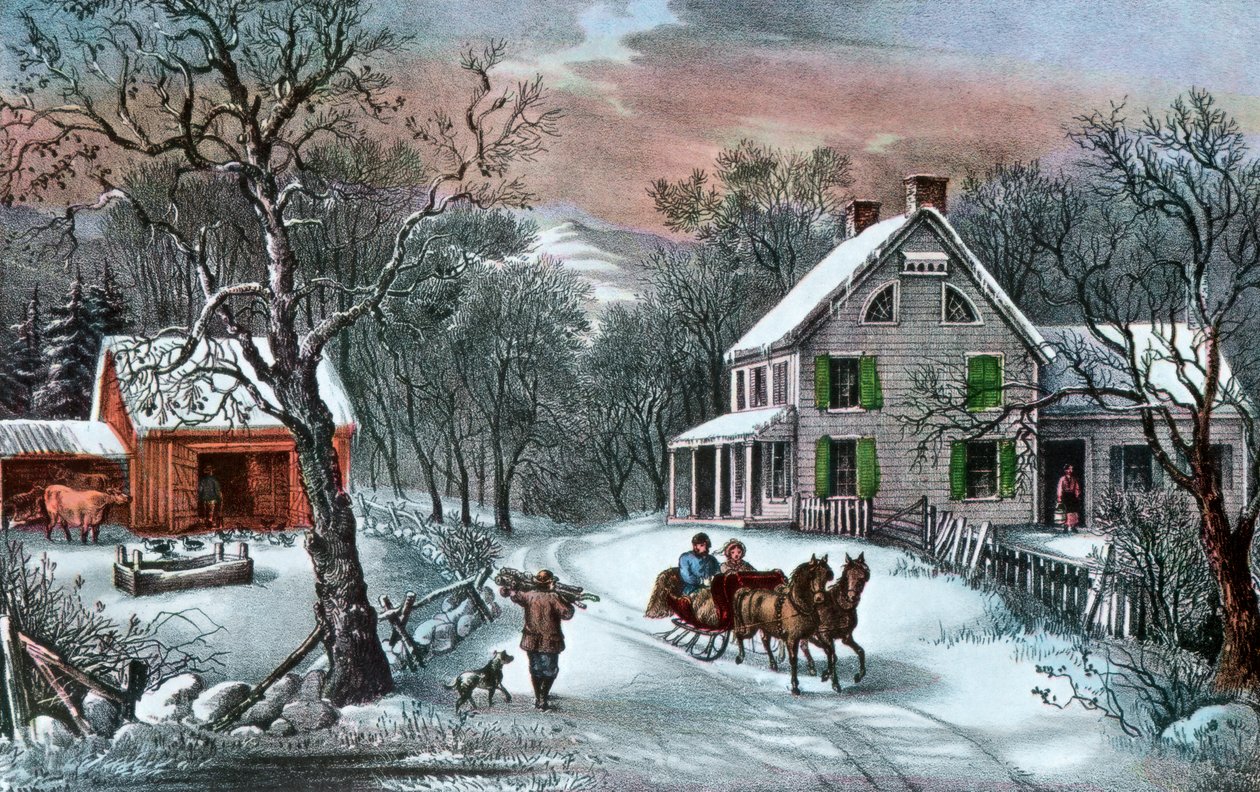 American Homestead om vinteren, 1868 av Currier and Ives