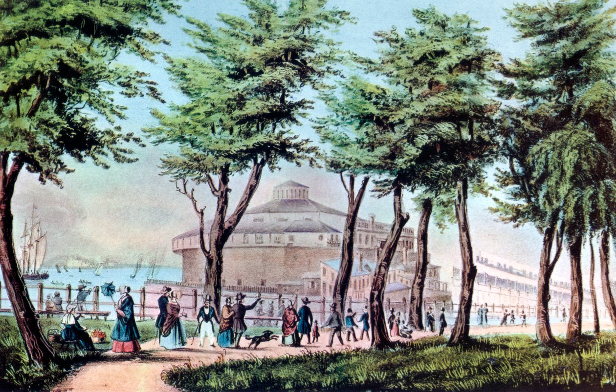 Castle Garden fra Battery, New York, 1848 av Currier and Ives