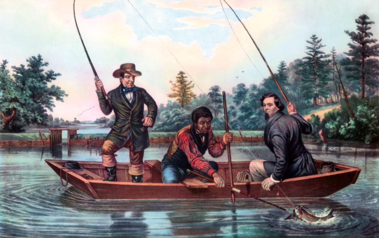 Å fange en ørret, 1854. av Currier and Ives