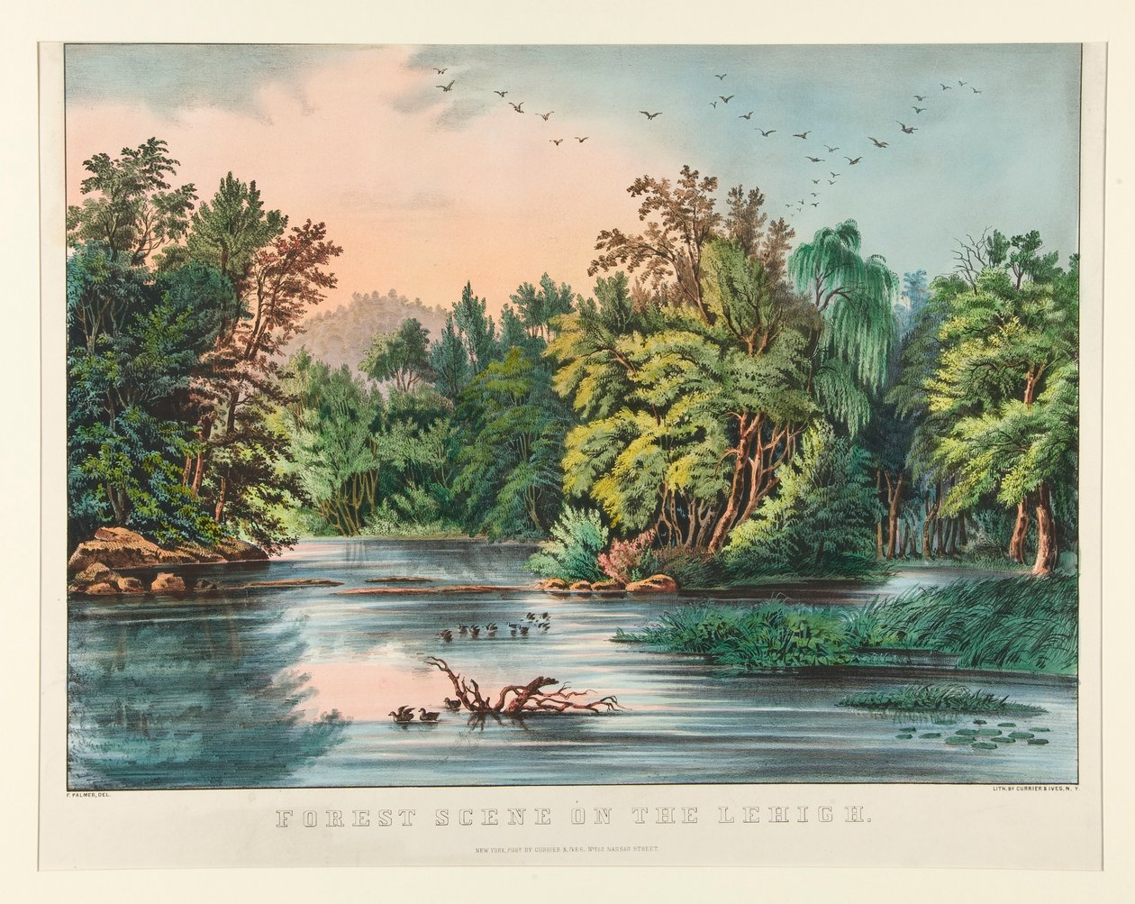 Skogscene på Lehigh av Currier and Ives
