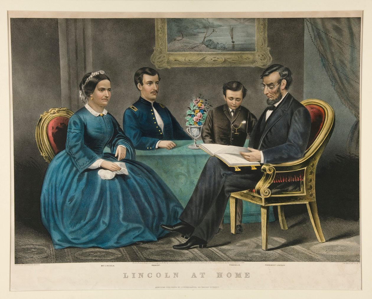 Lincoln hjemme av Currier and Ives