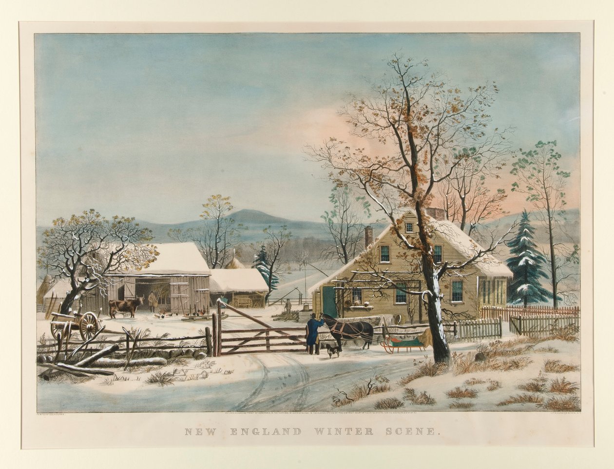 New England vinterscene av Currier and Ives